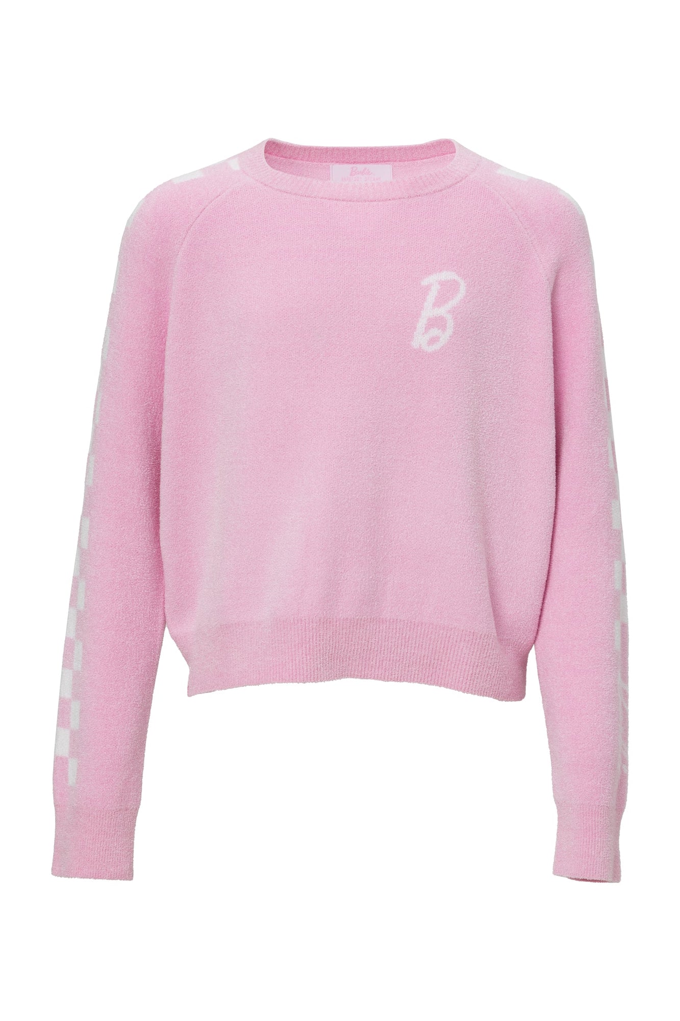 Youth | Cozychic Ultra Lite Checkered Barbie Pullover | Barbie Pink