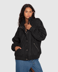 Women | Most Wanted Suede Bomber Jacket | Black