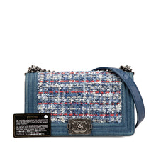 Chanel | Pre-Owned Medium Denim and Tweed Boy Bag | Blue