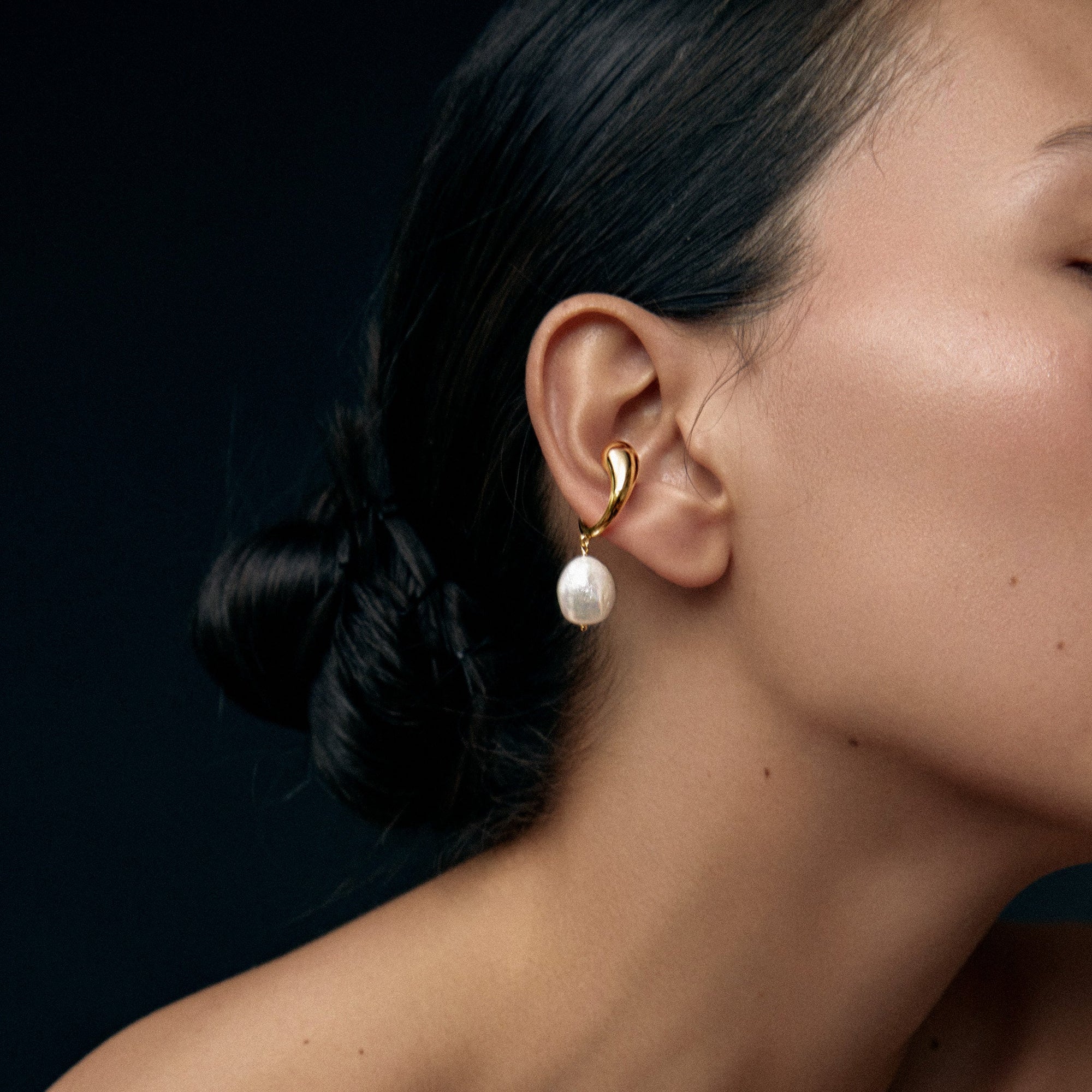 Aura Ear Cuff | 18K Gold-Plated on Sterling Silver | Freshwater Pearls