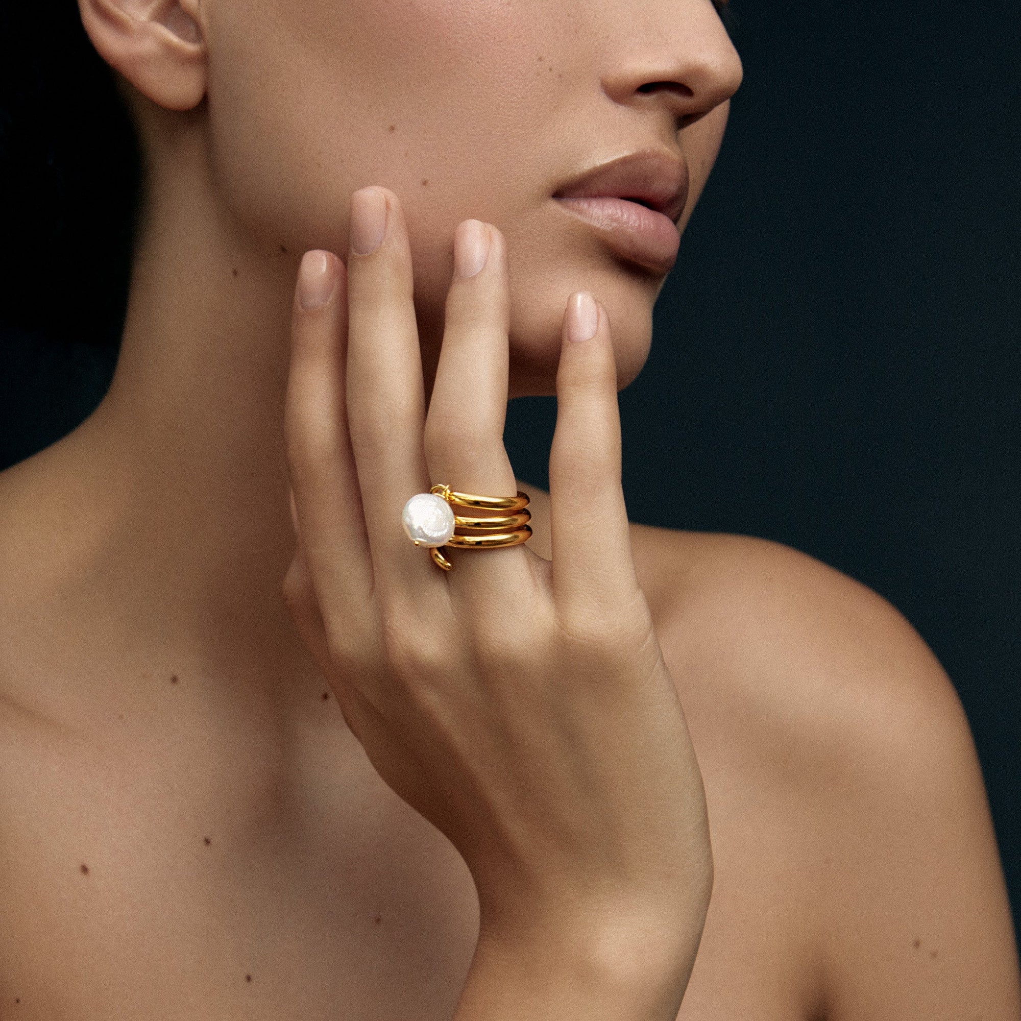 Cam Ring | 18K Gold Vermeil | Freshwater Pearls