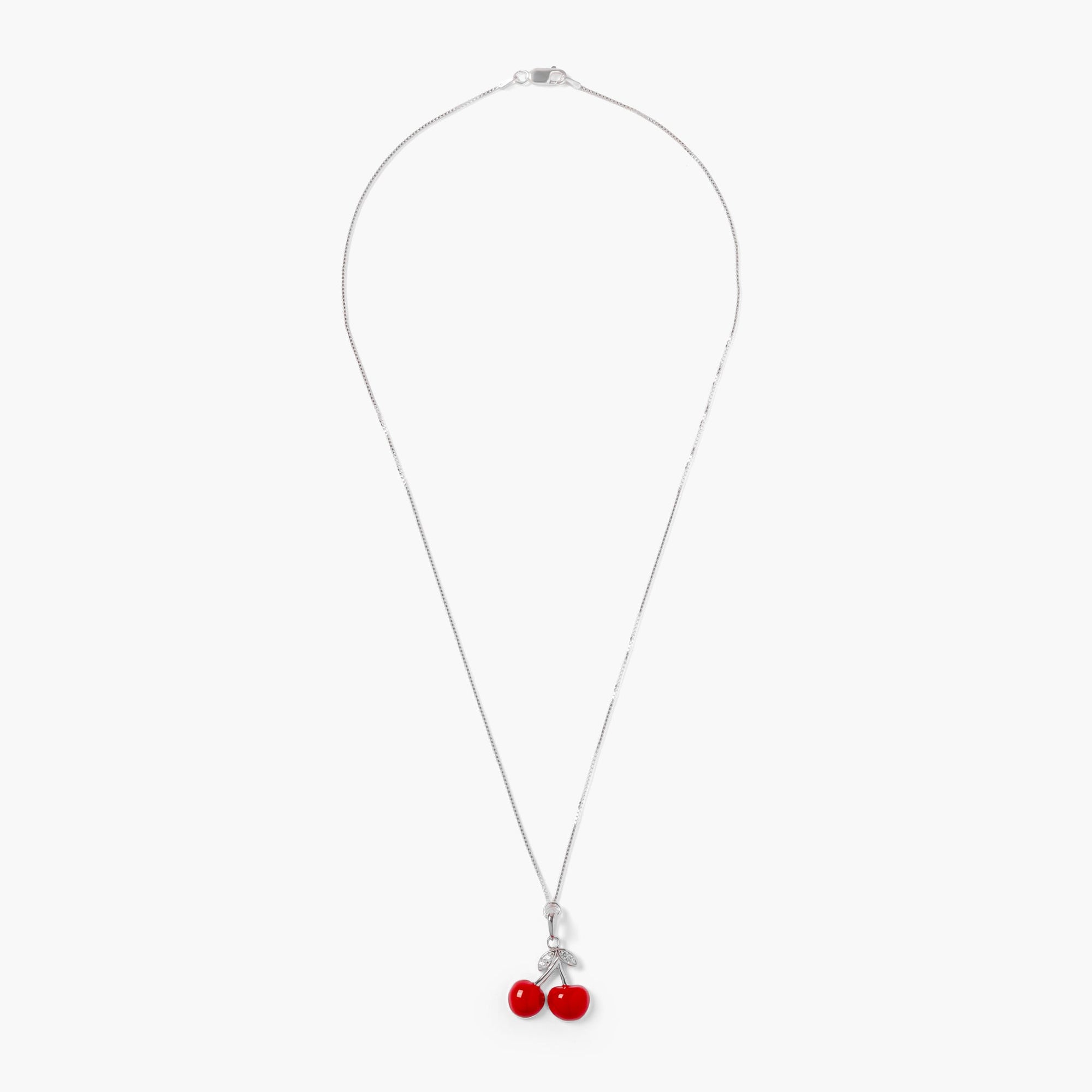 Cherry Necklace | Sterling Silver | Red Enamel/Cubic Zirconia