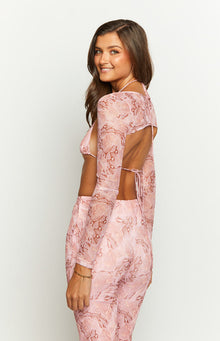 Main Act Swirl Snake Print Top And Bolero | Pink