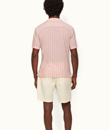 Maitan Capri Collar Stripe Cotton Shirt | Rose/White