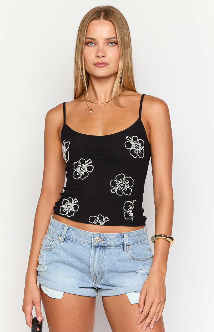 Mallorie Beaded Top | Black