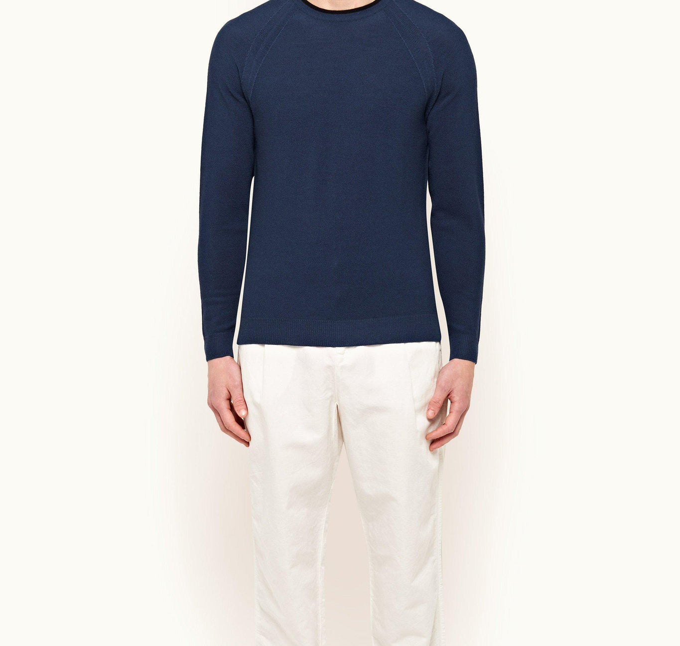 Manza Knitted Merino Crew Neck Jumper | Classic Blue