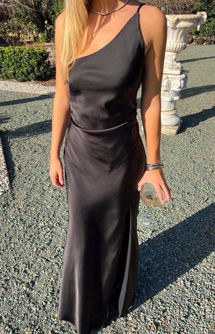 Marriot One Shoulder Formal Maxi Dress | Black