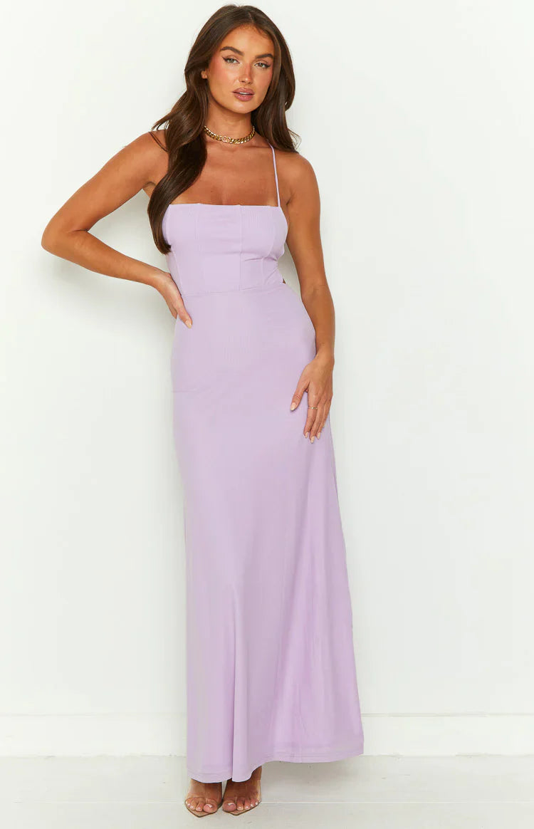 Masie Mesh Maxi Dress | Lilac
