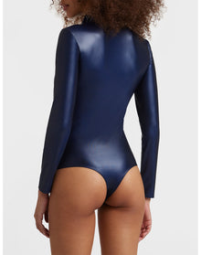Matte Metallic Turtleneck Bodysuit | Sapphire