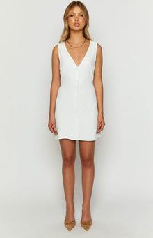 Maurice Button Up Mini Dress | White
