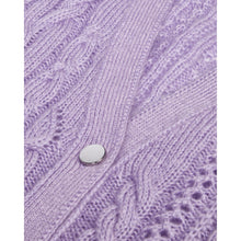 Mauve Cable-Knit Wool-Blend Cardigan | Women | Violet