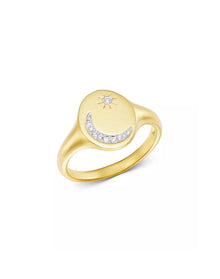 Meira T Moon and Star Signet Ring | 14K Yellow Gold