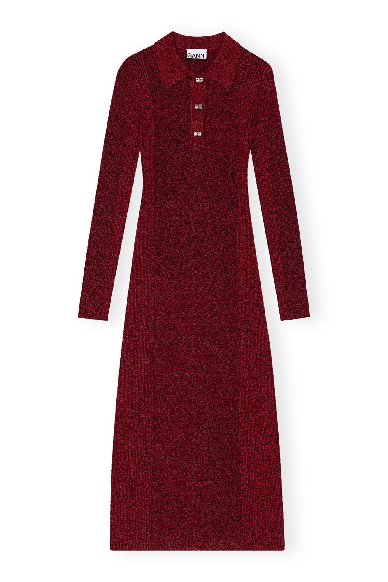 Melange Rib Polo Dress | High Risk Red