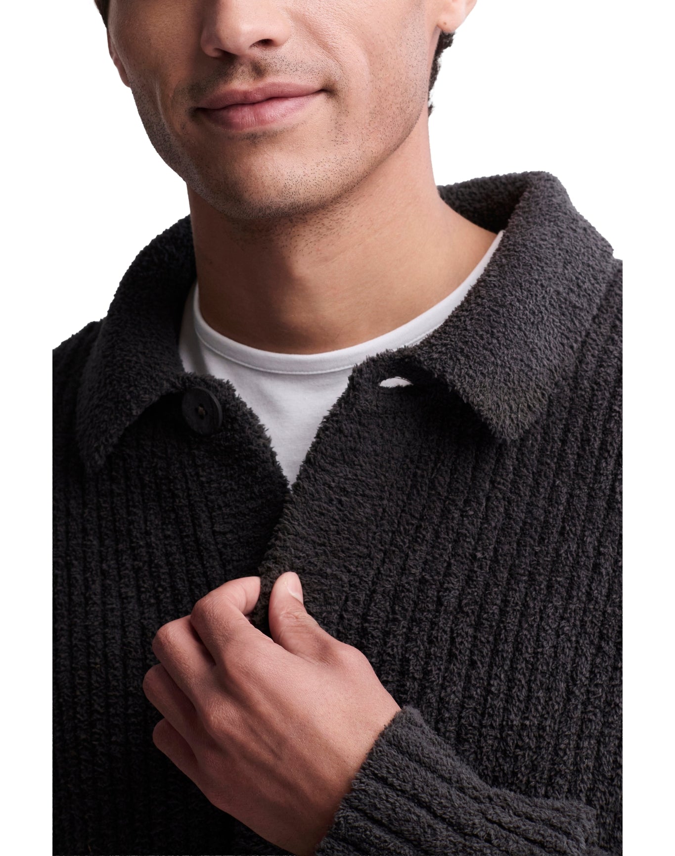 Men | Cozychic Elbow Patch Cardi | Carbon