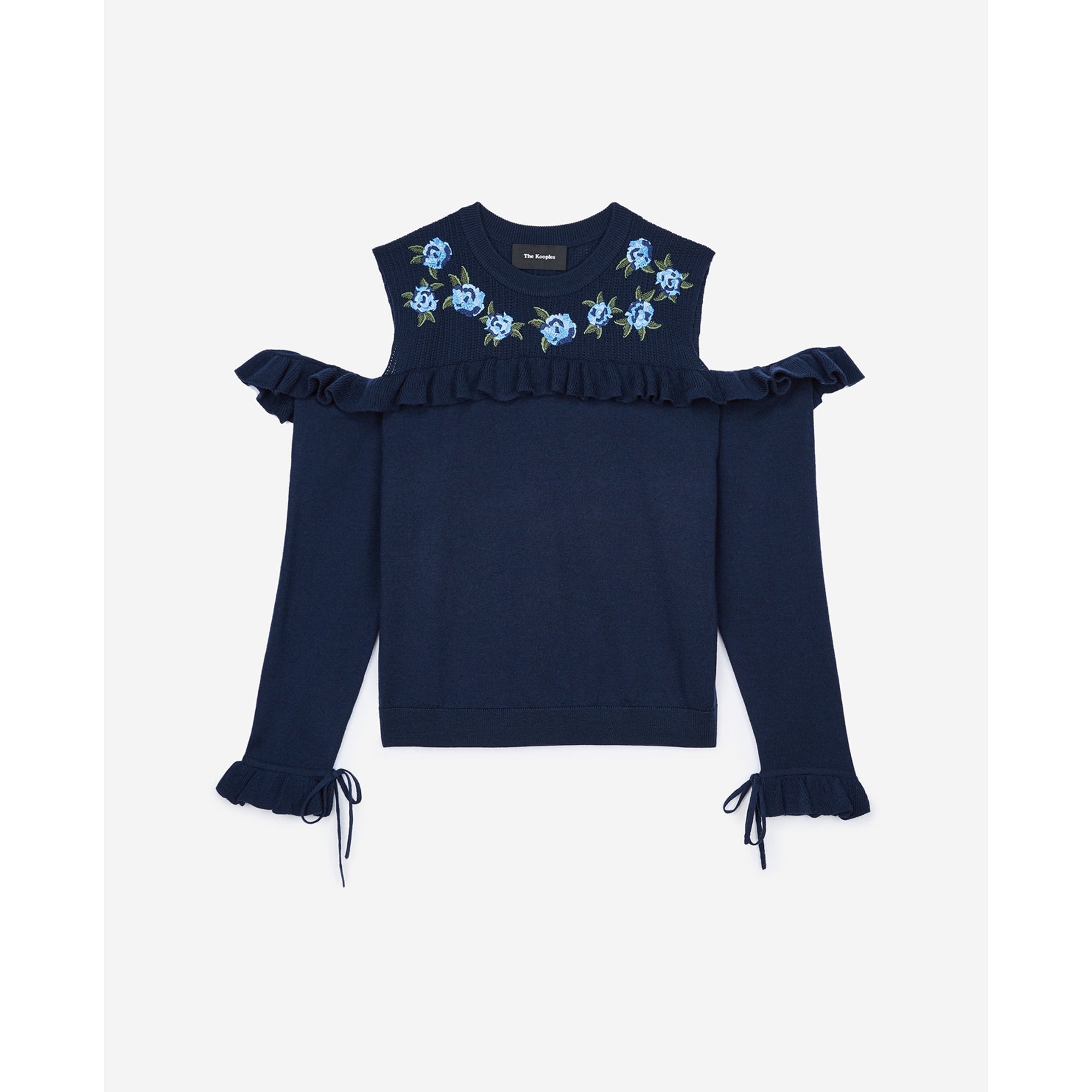 Merino Pullover With Embroidery | Women | Navy