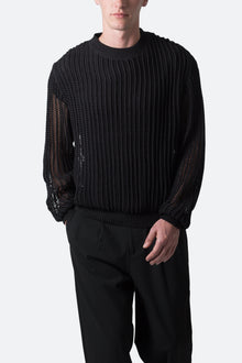 Mesh Knit Sweater | Black
