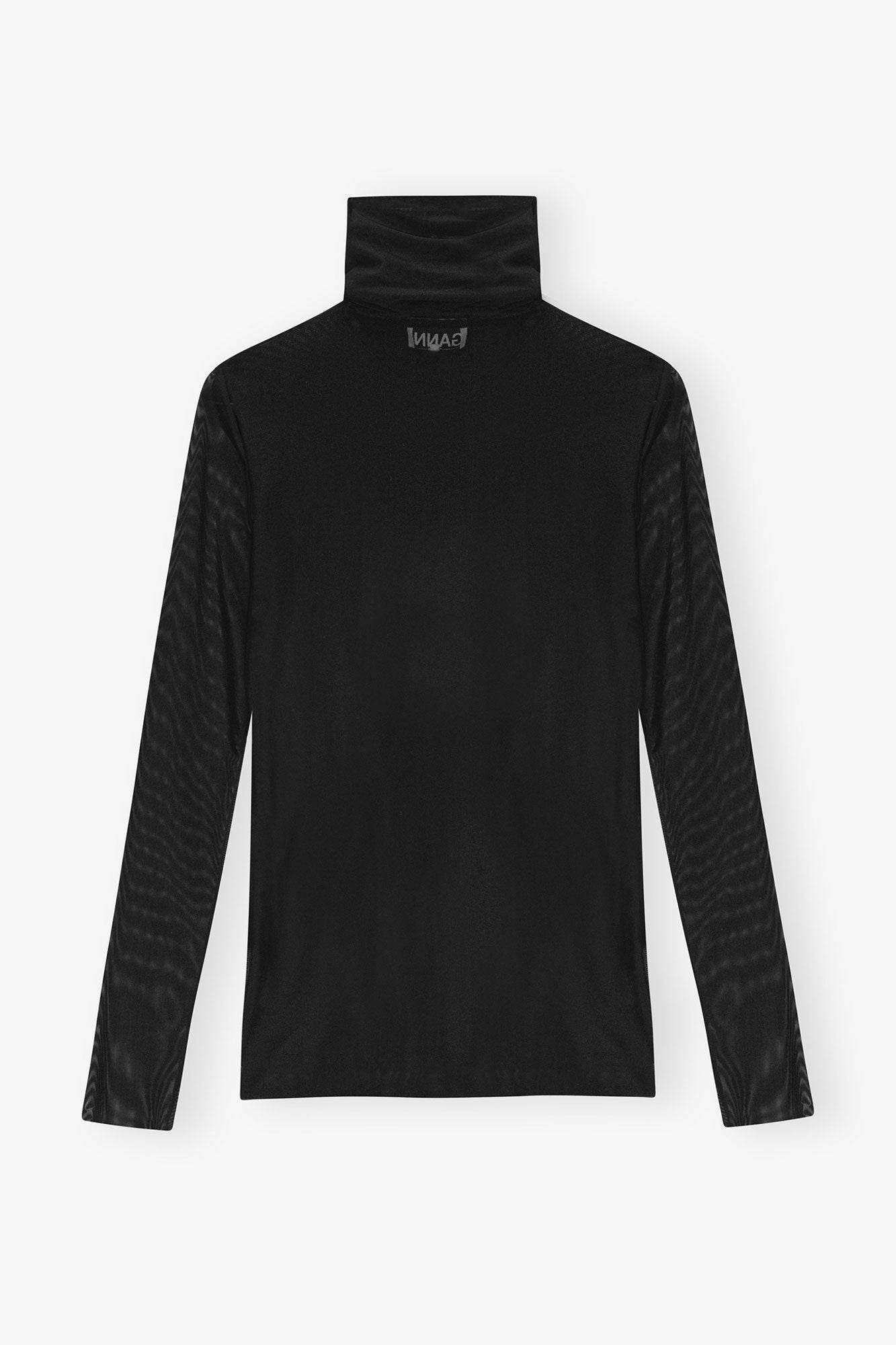 Mesh Long sleeve Roll Neck Blouse | Black
