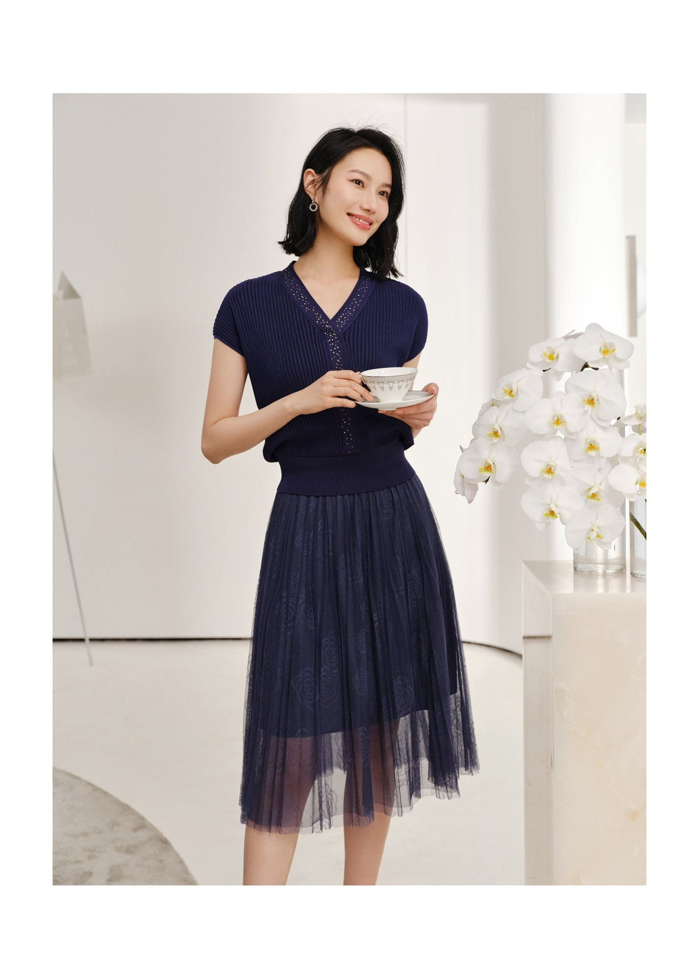 Mesh Skirt | Navy