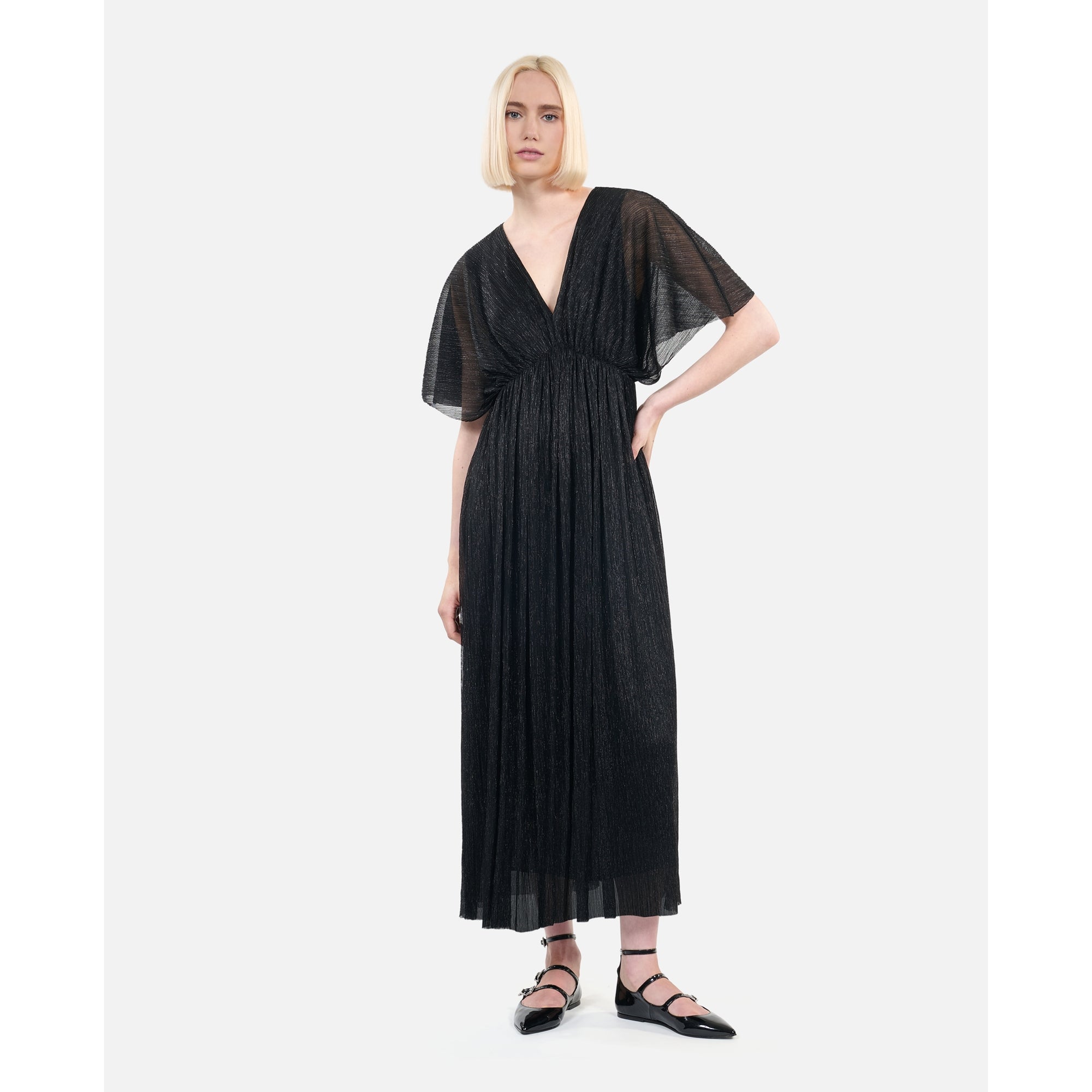 Metallic Jersey Long Dress | Women | Black