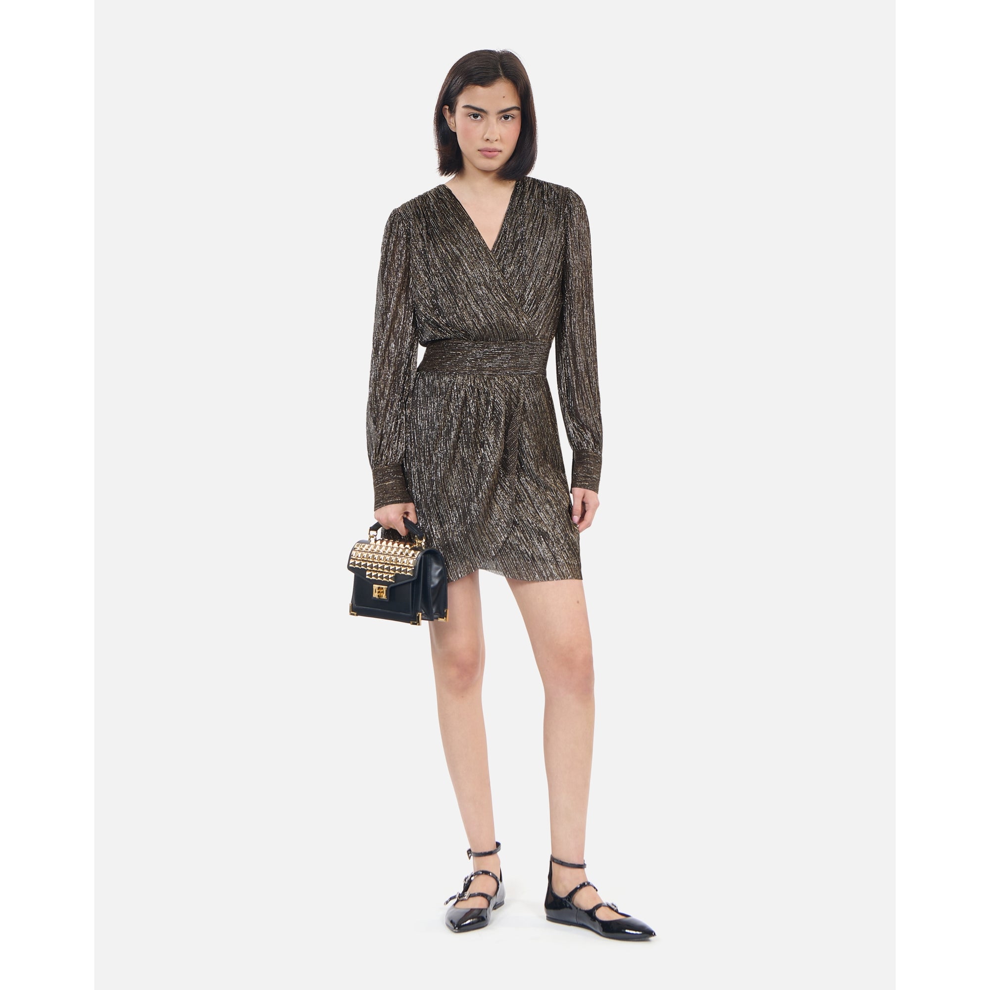 Metallic Jersey Short Dress | Women | Bronze