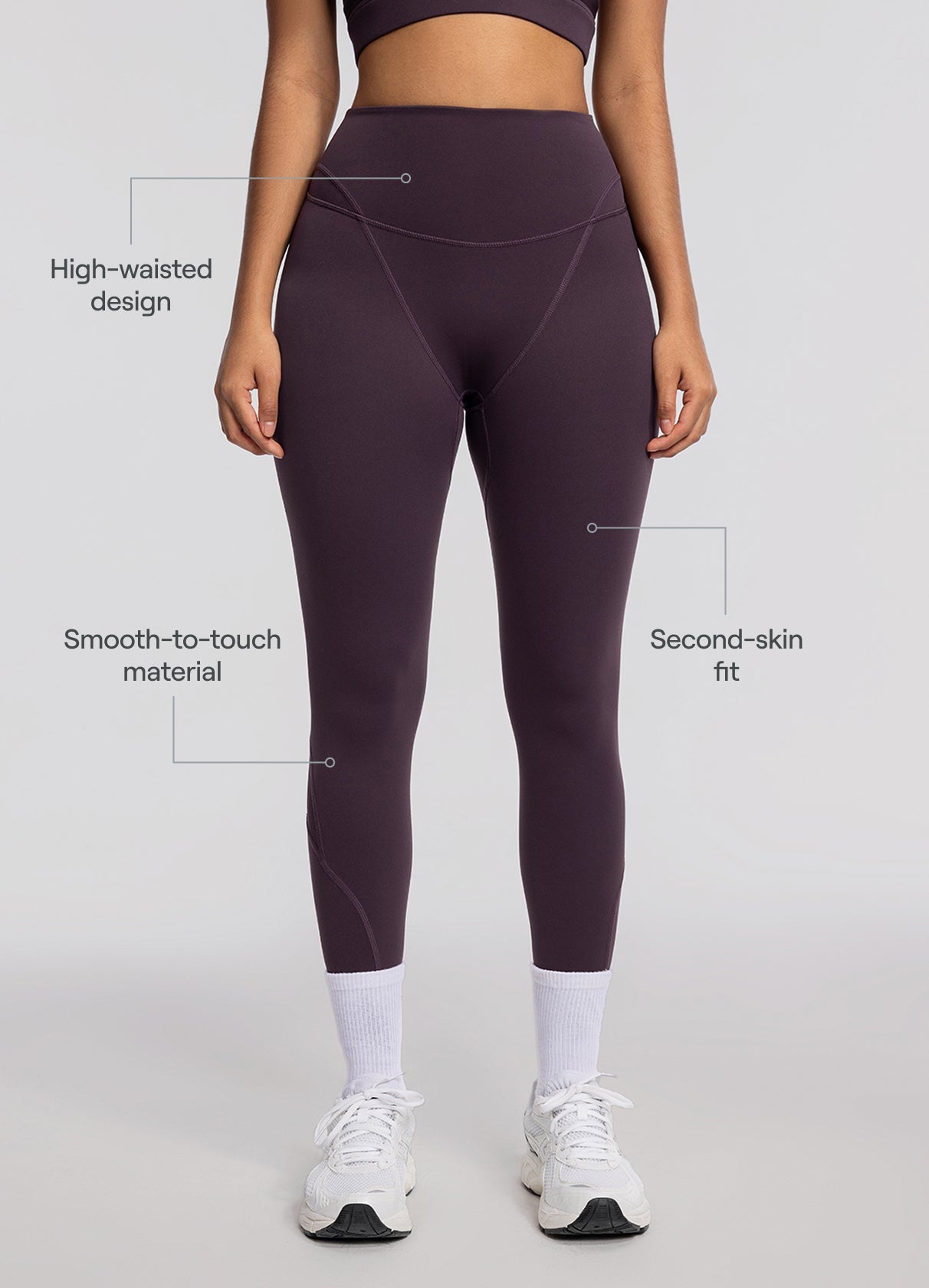 High-Waisted Stretch Performance Leggings | Midnight Plum