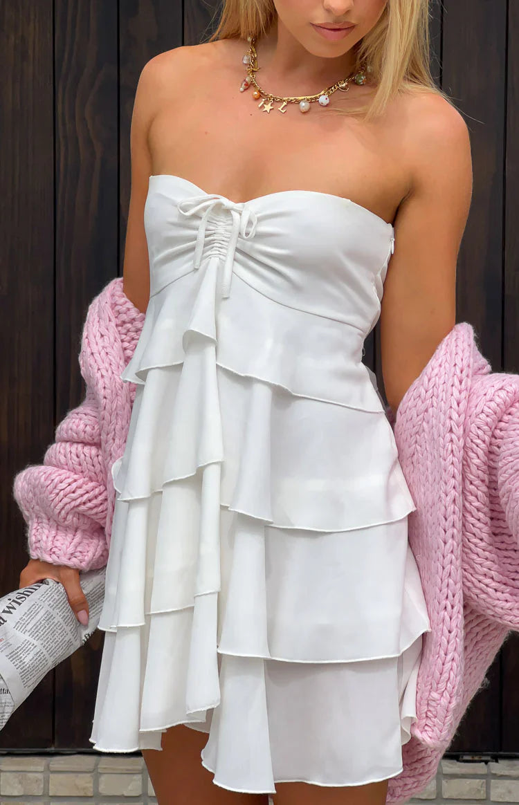 Miller Strapless Mini Dress | White