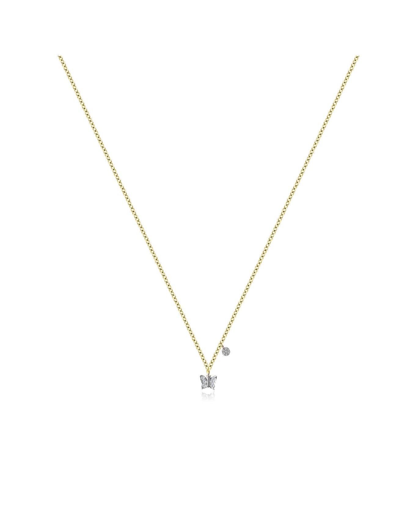 Mini Butterfly Necklace | 14K Two Tone Gold