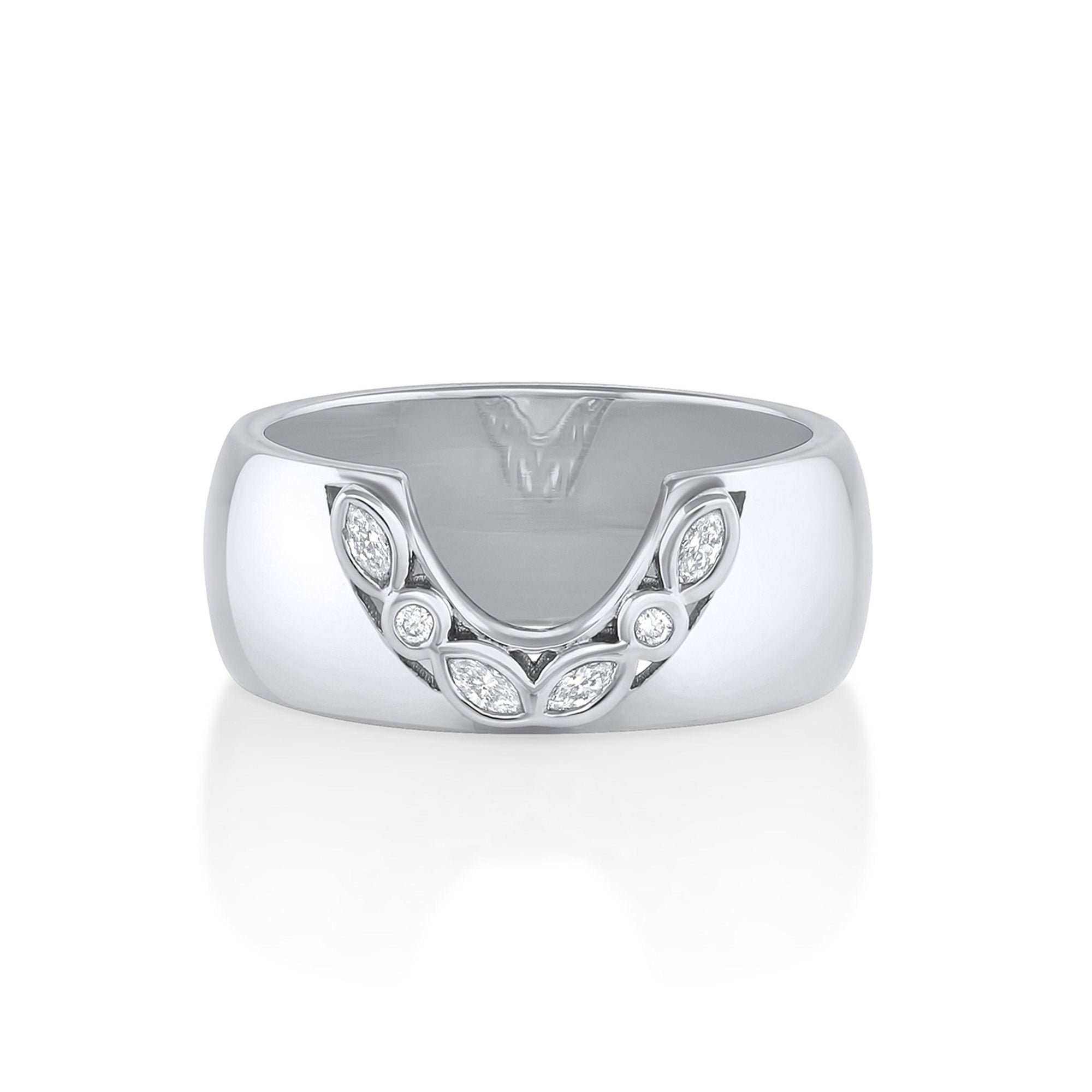 Women | White Diamond Mixed Shape Cigar Band | 14k White Gold