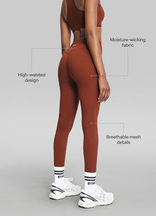 High-Waisted Impact Mesh Leggings | Rust Brown