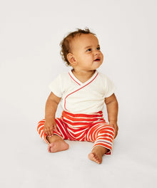 Kids Unisex | Crossbody Short Sleeve One-piece | White/Red