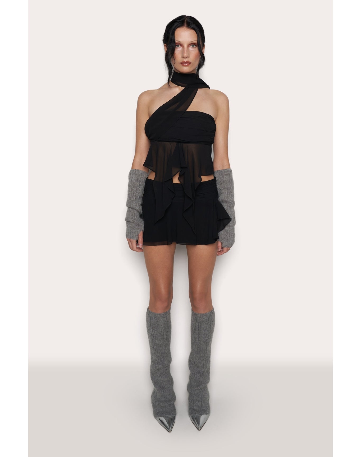Mohair Rib Leg Warmers | Heather Grey
