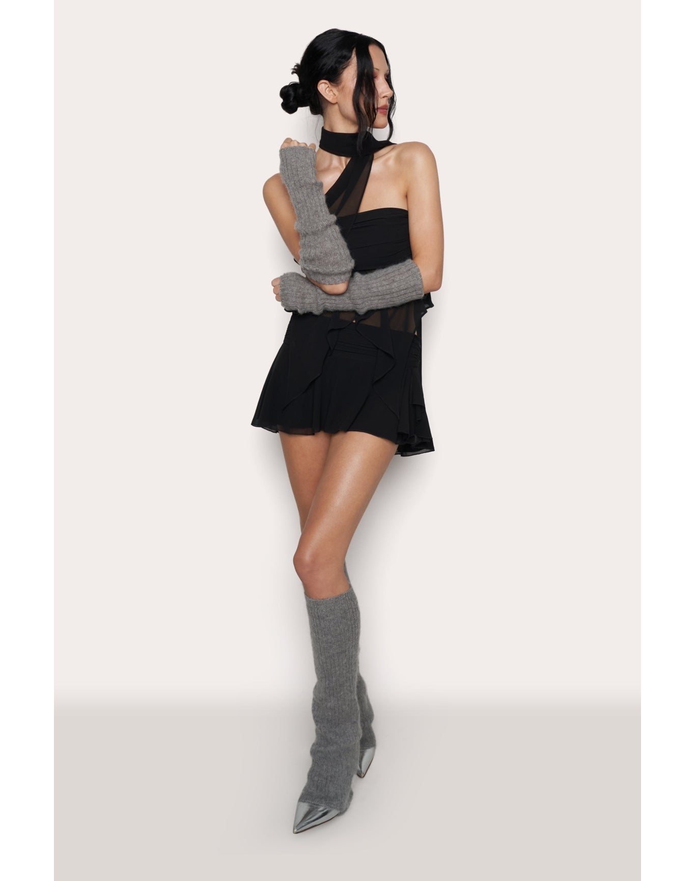 Mohair Rib Leg Warmers | Heather Grey
