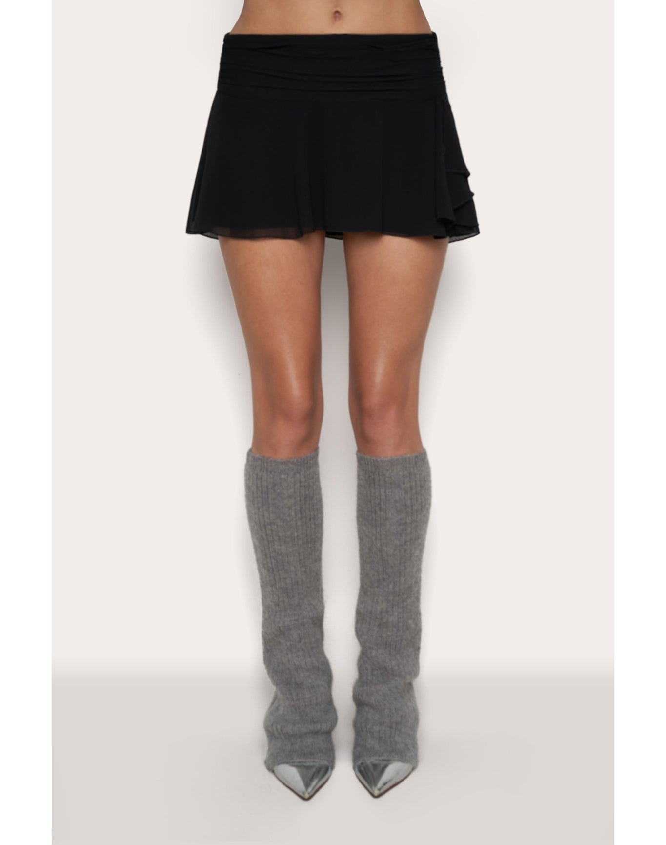 Mohair Rib Leg Warmers | Heather Grey