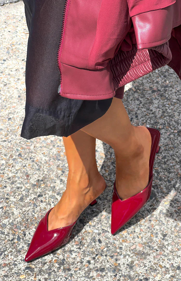 Morley Patent Mule Heels | Cherry Red