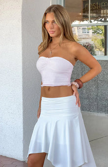 Muse Strapless Top | Pink and White Polka Dot