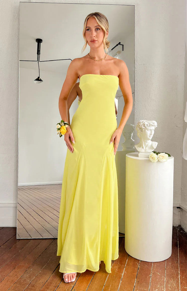 Myka Strapless Maxi Dress | Yellow
