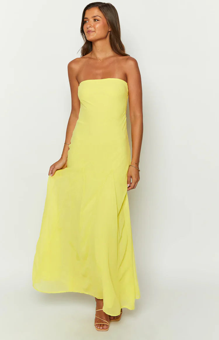 Myka Strapless Maxi Dress | Yellow