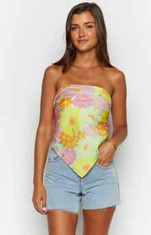 Mykonos Floral Scarf Top | Yellow