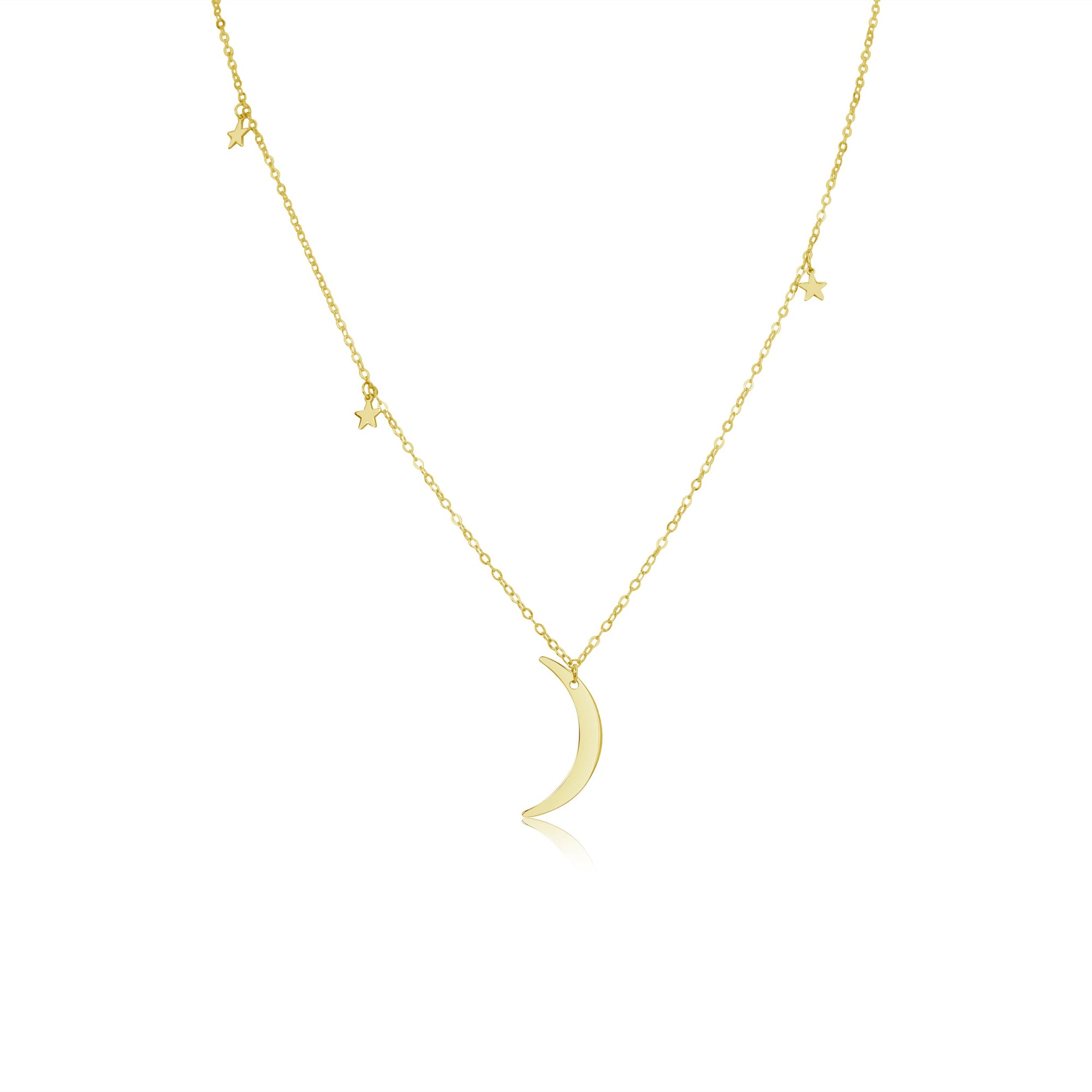 14kt Yellow Gold Moon and Stars Necklace | Yellow Gold