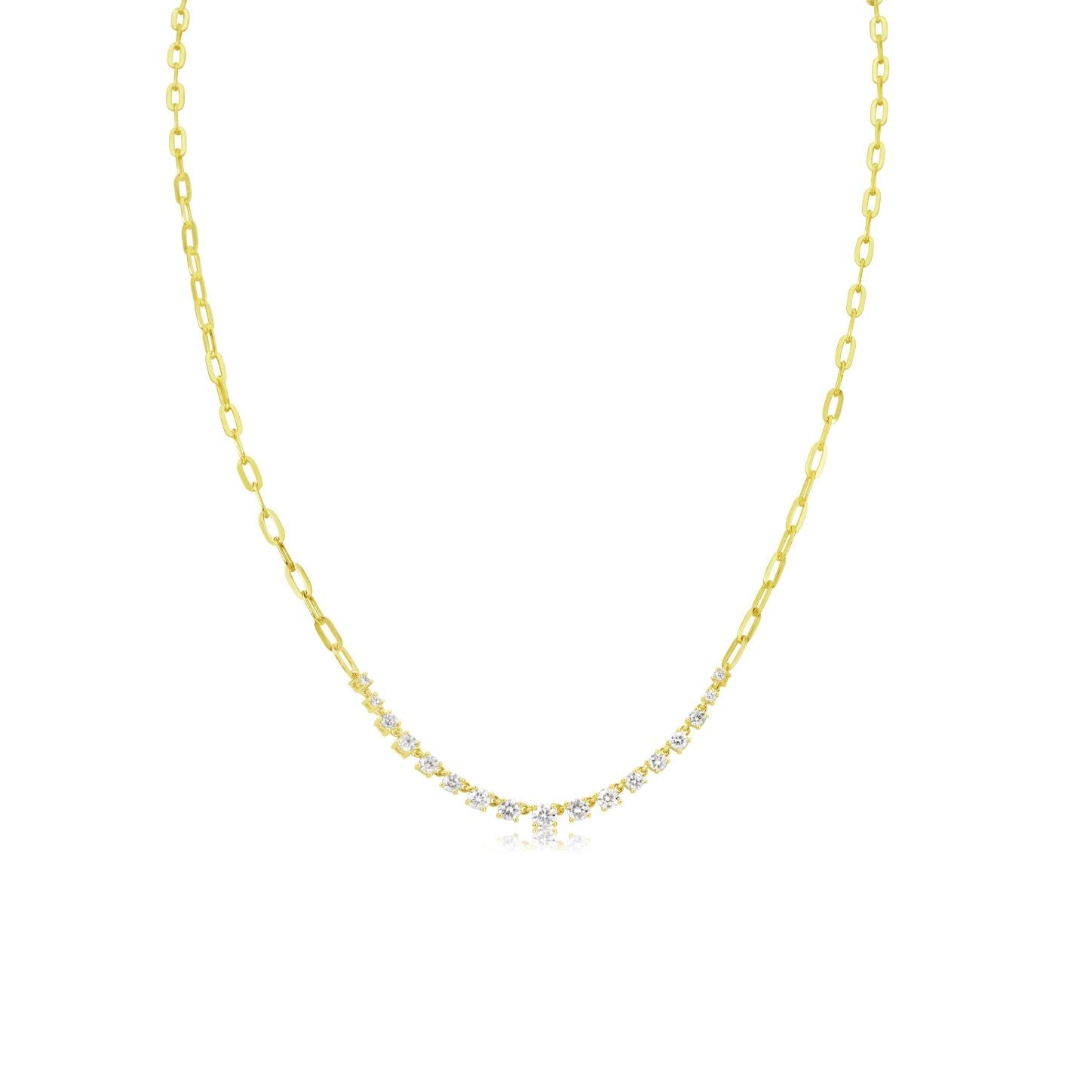14Kt Yellow Gold Diamond Paperclip Tennis Necklace 1.17 Ct | Yellow Gold