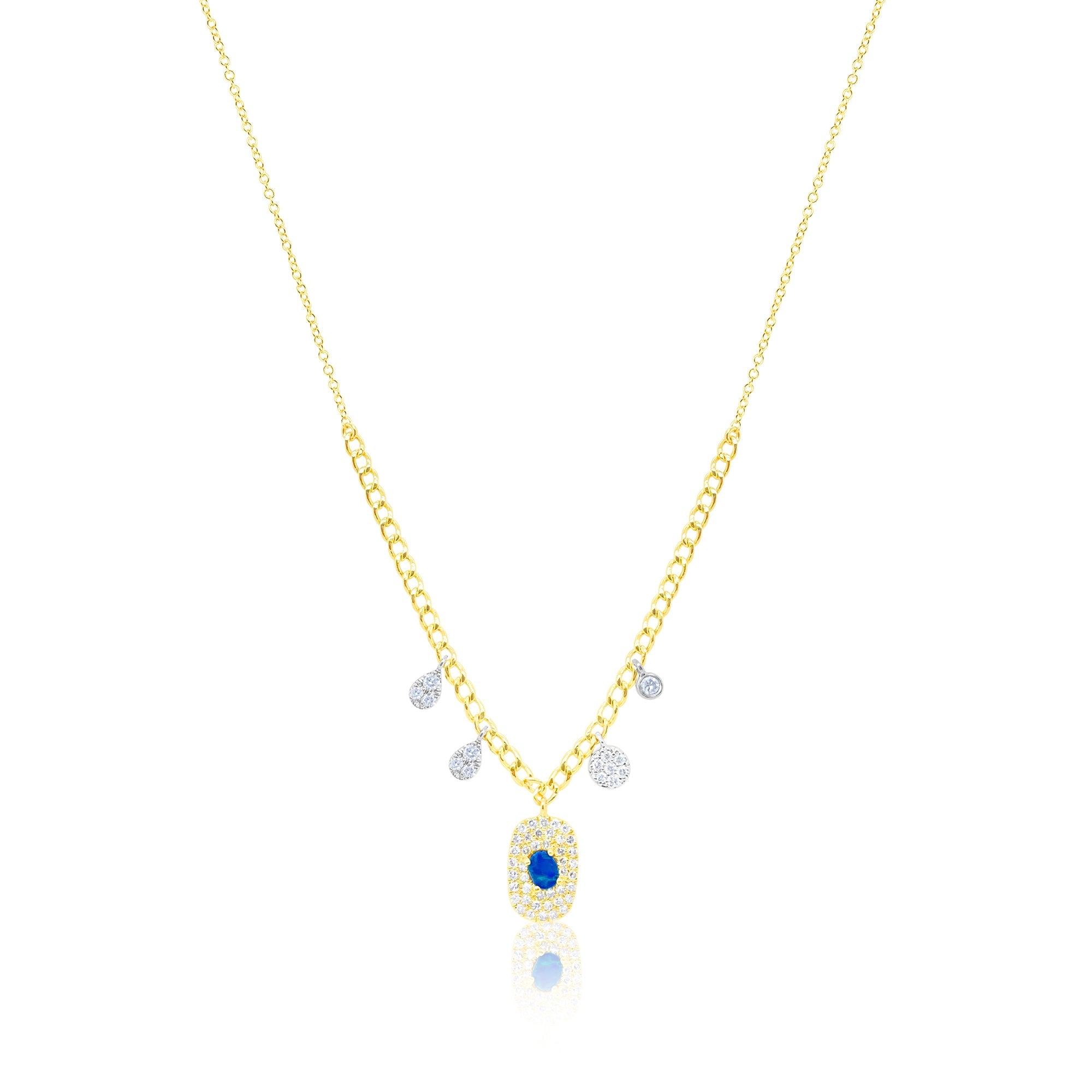 Yellow Gold Opal Diamond Necklace | Yellow Gold