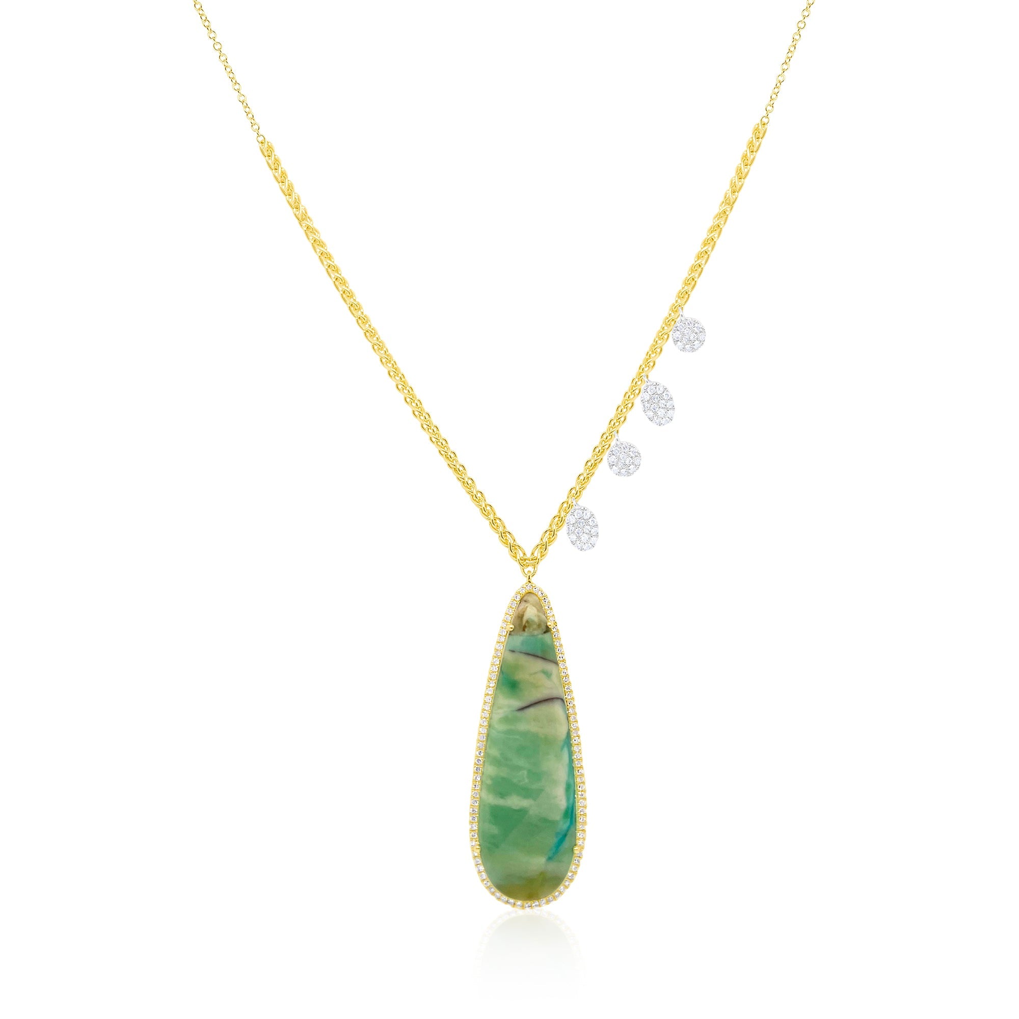 14kt Yellow Gold Opalized Wood Diamond Necklace | Yellow Gold