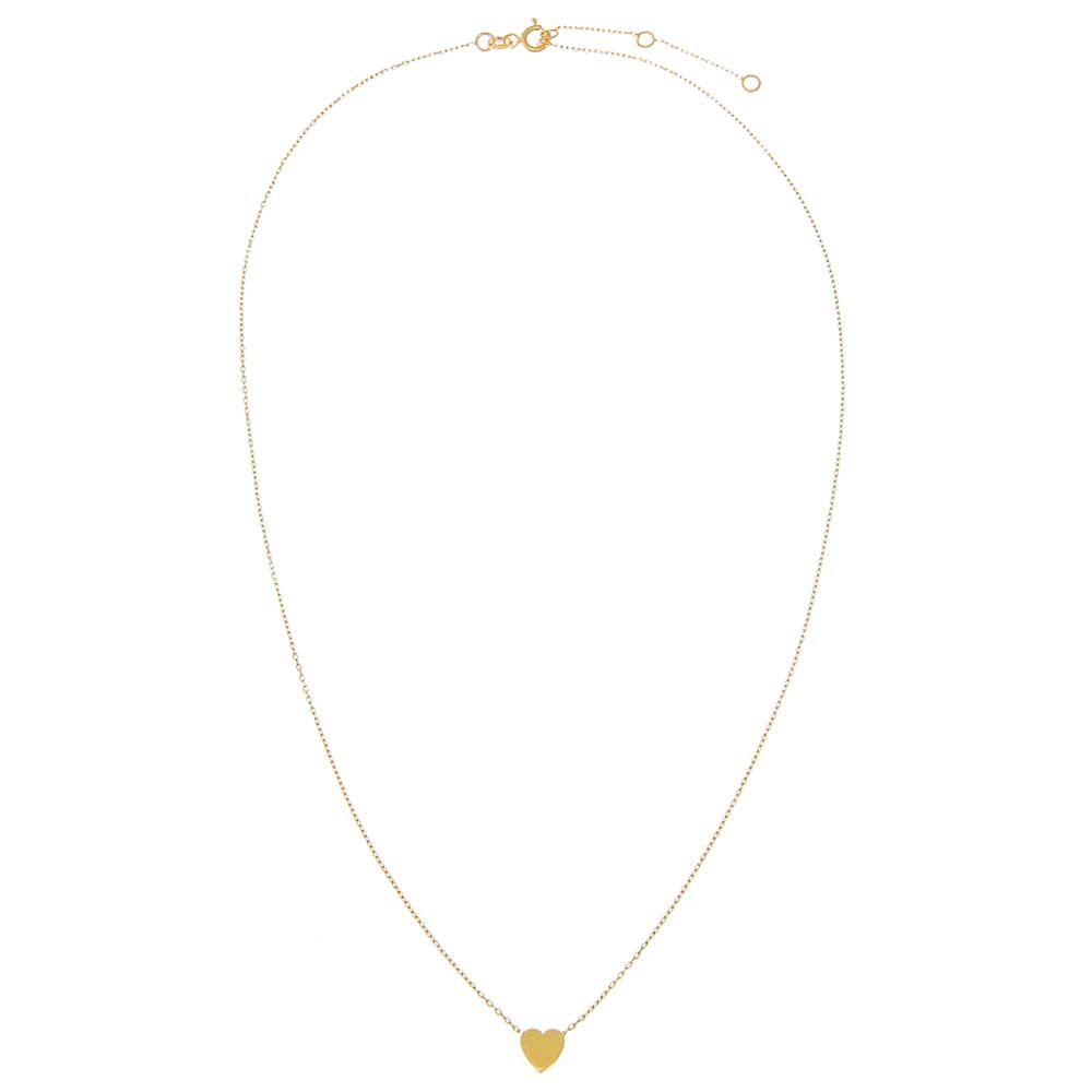 Solid Heart Pendant Charm Necklace 14K - Adina's Jewels