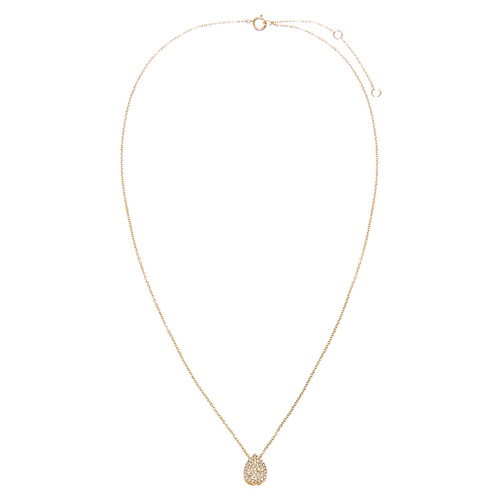 14K Gold Diamond Pave Pear Pendant Necklace 14K - Adina's Jewels