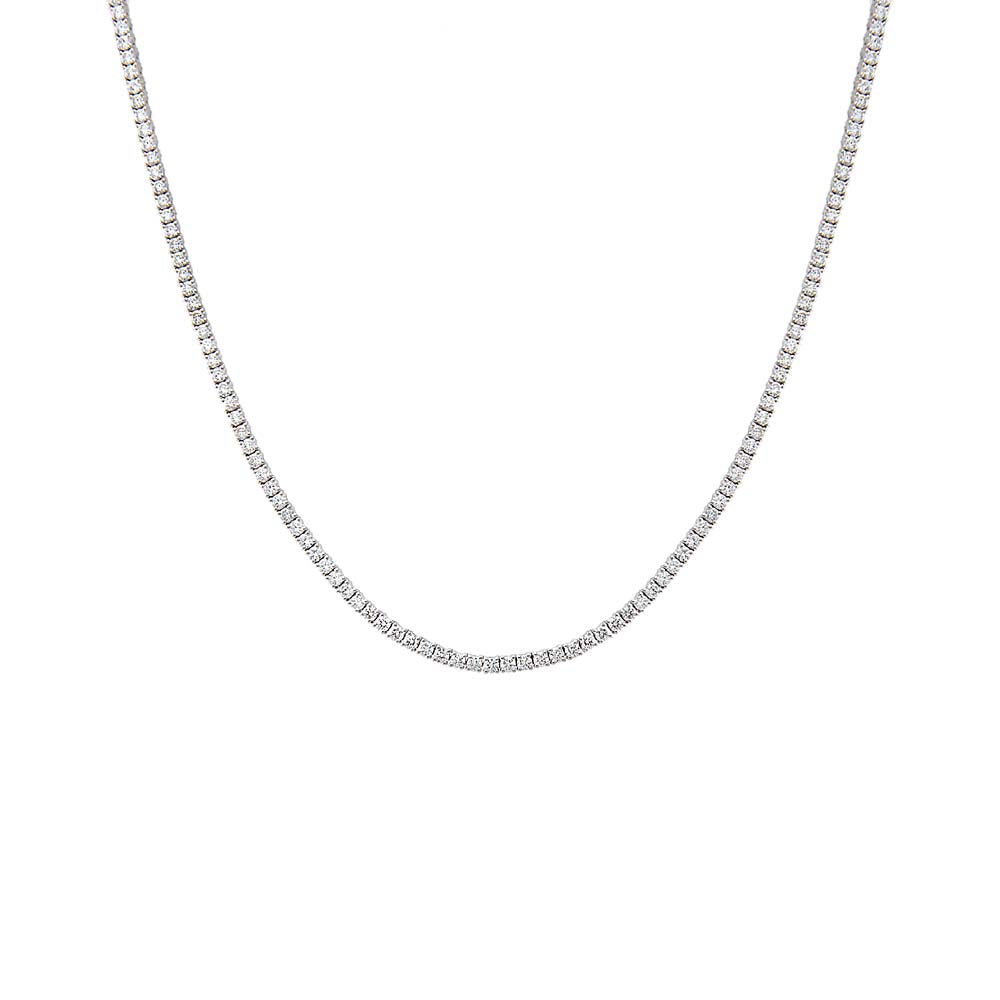 14K White Gold / 3CT Lab Grown Diamond Four Prong Tennis Necklace 14K - Adina's Jewels