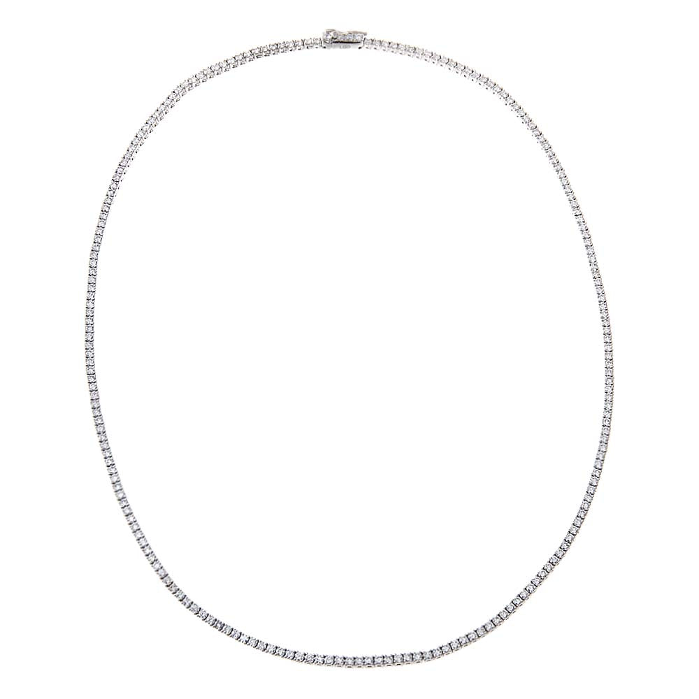 14K White Gold / 3CT Lab Grown Diamond Four Prong Tennis Necklace 14K - Adina's Jewels