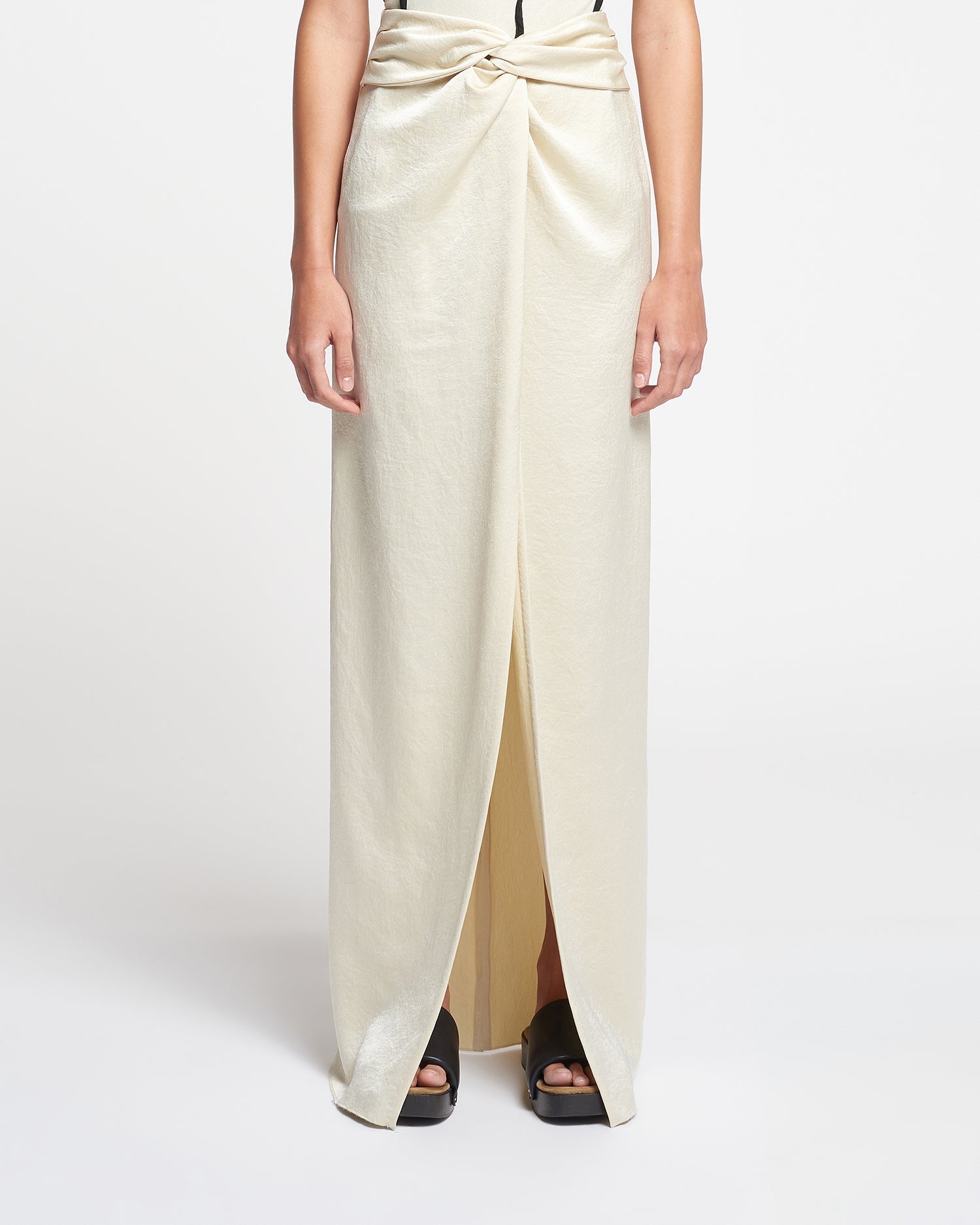 Womens | Myde Draped Crisp-Satin Maxi Skirt | Creme