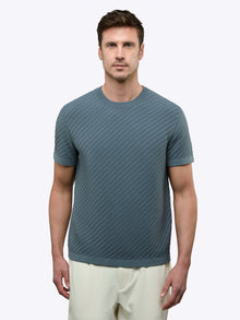 Mens | Riviera Knit Signature-Fit Textured Tee | Naples Blue