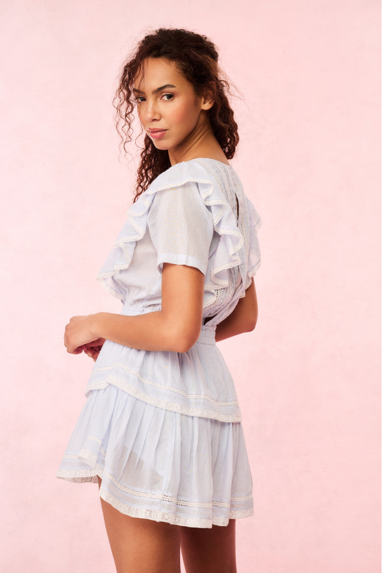Natasha Blue Cotton Mini Dress | Baby Bluebell