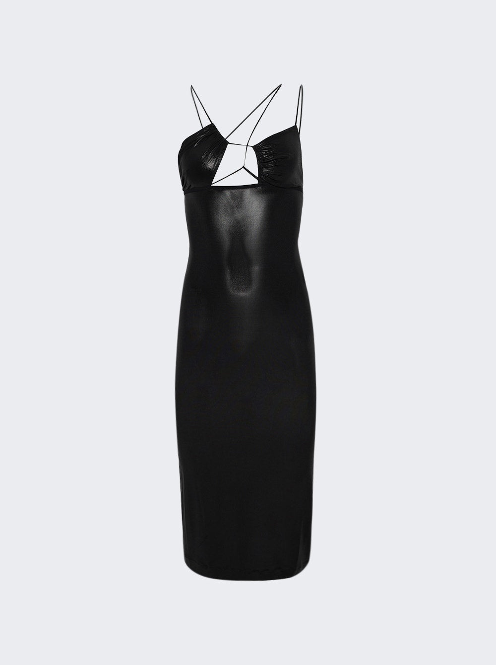 Women | Nensi Dojaka | Asymmetric Bra Midi Dress | Glossy Black